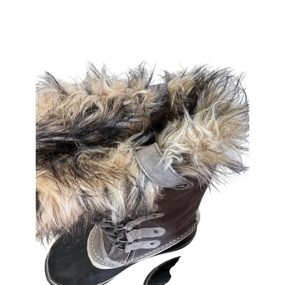 Sorel Joan of Arctic Quarry Grey Suede Winter Snow Boots NL1540-051 Size 9